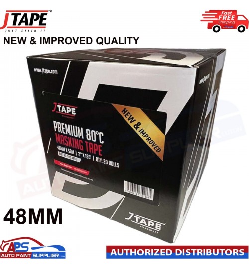 JTAPE 48MM PREMIUM MASKING TAPE - BOX OF 20 ROLLS NEW & IMPROVED QUALITY